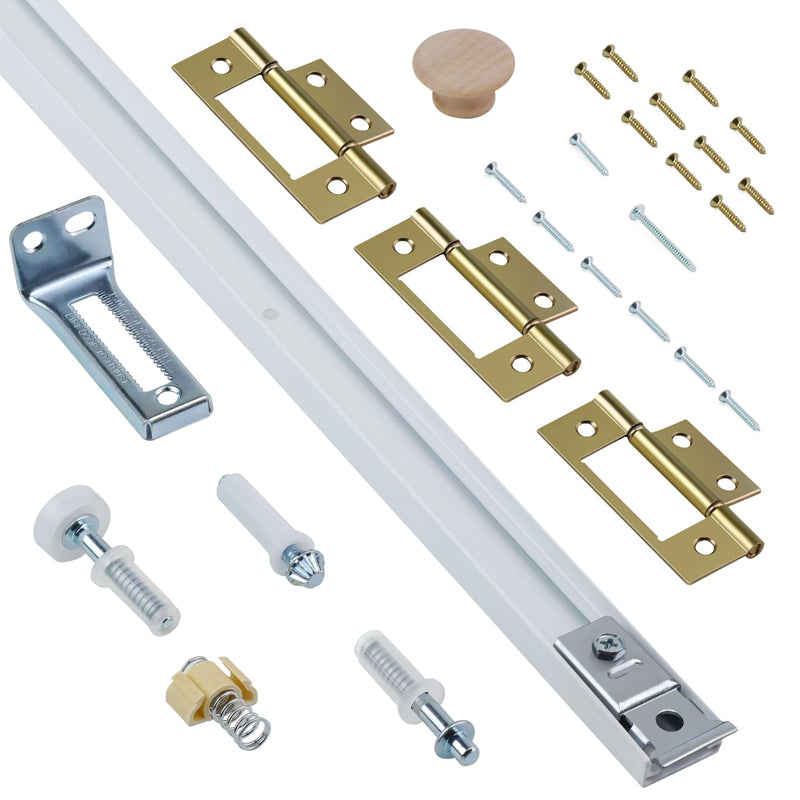 Bifold Door Hardware Kit, 36-Inch Bi-fold Closet Door Track Kit Bifold Closet Door Hardware Kit Folding Door Hardware Repair Replacement Tool Kit 36 Inch Track
