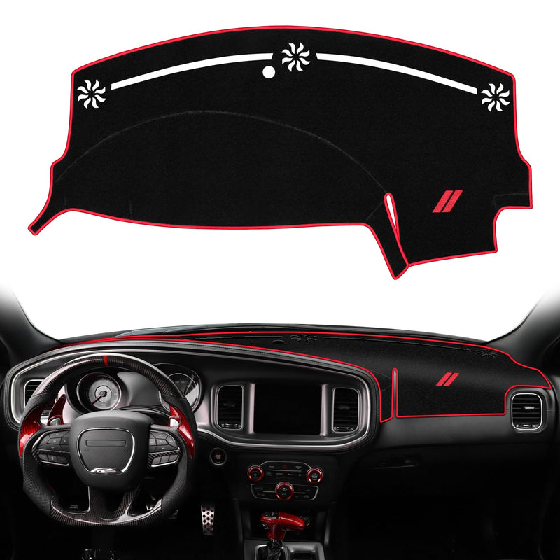 Dash Cover for Dodge Charger Accessories 2011-2022 2023 Dashboard Cover Mat Sunshade No Glare UV Rays Protector Nonslip Interior Pad (Red) Red Edge