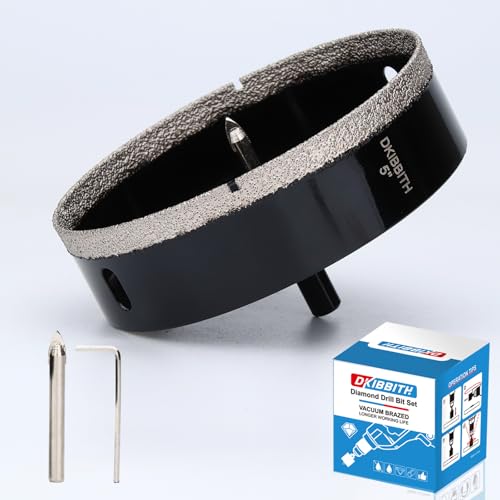 5" Diamond Hole-Saw Bits with Pilot Drill Bit 5 in Diamond Tipped Tile Hole Saws with Guiding Bit for Accurate Drilling, for Porcelain Tile Ceramic Pottery Granite Stone Glass Bottles 125mm (125mm)5"