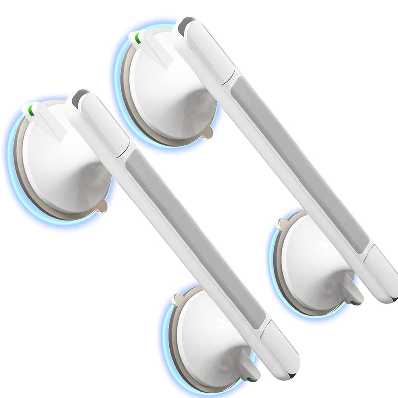 2 Pack Suction Cup Grab Bars for Bathtubs & Showers - Anti-Slip Shower Handles for Elderly, Seniors & Handicap - 13 Inch Heavy Duty Bathroom Safety Grip Bar, Tool-Free Install 2