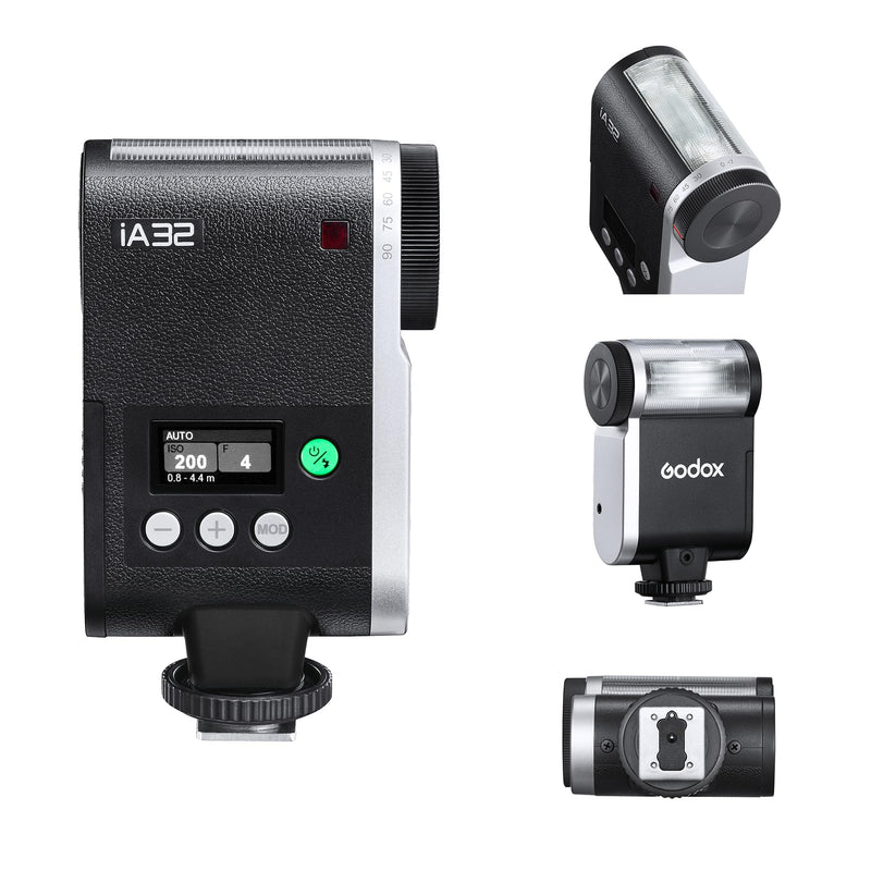GODOX iA32 Mini Flash Speedlite Hot Shoe Flashes for Fuji, for Canon, for Nikon, for Sony, for Olympus Camera