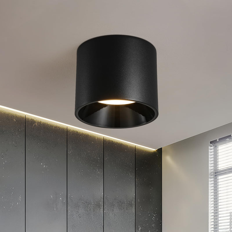 Modern LED Flush Mount Ceiling Light Fixture, 20W Dimmable & 3000K-6000K 3 Color Selectable Black Cylinder Ceiling Lamps for Low Profile Living Room Hallway Entryway Kitchen Dining Room Foyer 1 Pack