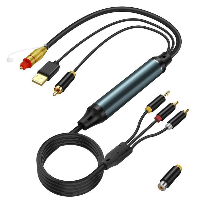XMSJSIY SPDIF Fiber Optical Coaxial to RCA 3.5mm AUX Audio Cable Converter Adapter Digital to Analog Audio Converter with USB Power Cable for TV PS4 Xbox DVD -2M/6.5FT