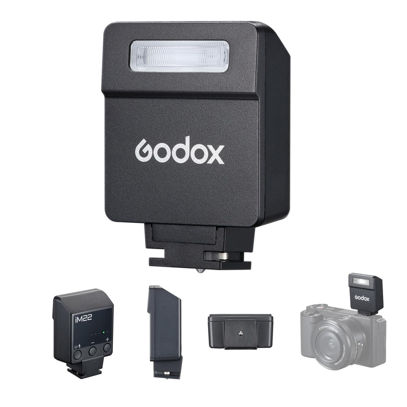 Godox iM22 Mini Camera Flash On-Camera Flash Speedlite 5 Power Levels 3s Recycle Time 440 Full Power Flashes with Type-C Charging Battery Replacement for Canon Nikon Sony Mirrorless Cameras