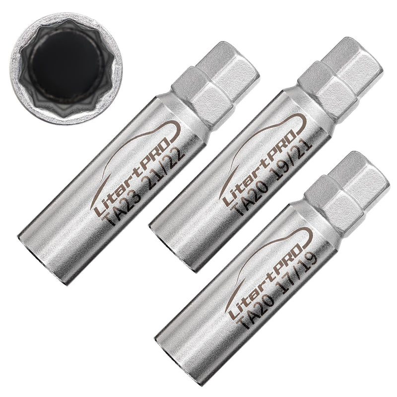 42CRMO 10 Spline Lug Nut Key Replacement for TA20-17/19, TA20-19/21 and TA23-21/22, Compatible with Bimecc 10-Spline Lug Nut and Lug Bolts,Thickened Sleeve Outer Wall Size 3PC 3