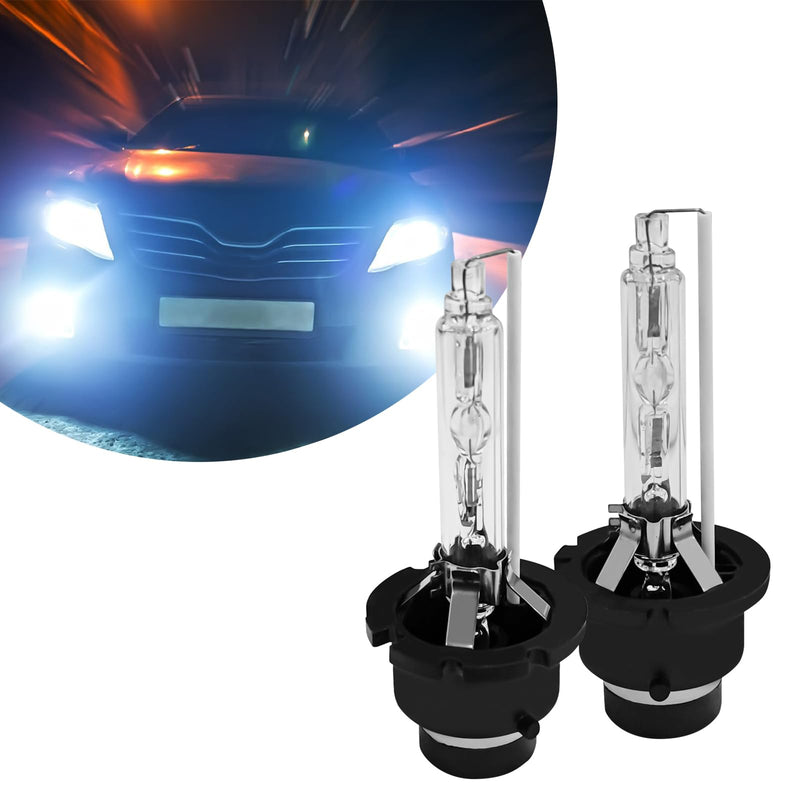 D2S Hid Headlight Bulbs 2PCS 35W Super Bright Bulbs, D2S Headlight Bulb D3S HID Car Original Replacement Lights 12V High Beam Low Beam Xenon Bulbs with Metal Stents Base (D2S White)