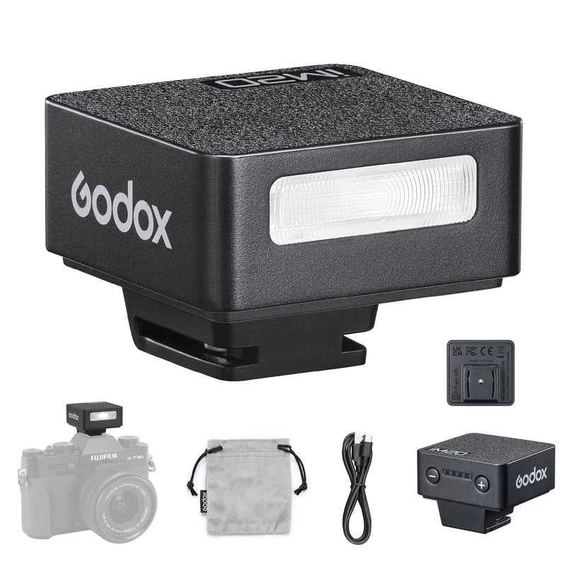 Godox iM20 Camera Flash, Mini Flash Speedlite, 440 Full Power Flashes, Built in Lithium Battery, 5 Power Levels, Single Contact Hot Shoe Design, Compatible for Canon Sony Fuji Nikon Panasonic Olympus