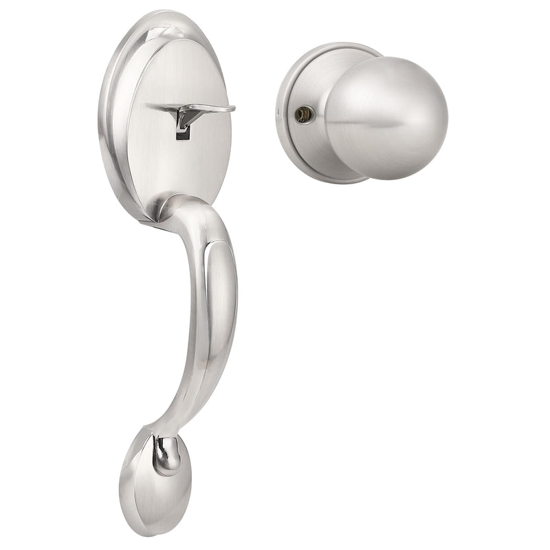 Probrico Brushed Nickel Front Door Handle Set, No Locking, Antique Exterior Door Handle with Interior Door Knob,1Pack 1 Satin Nickel