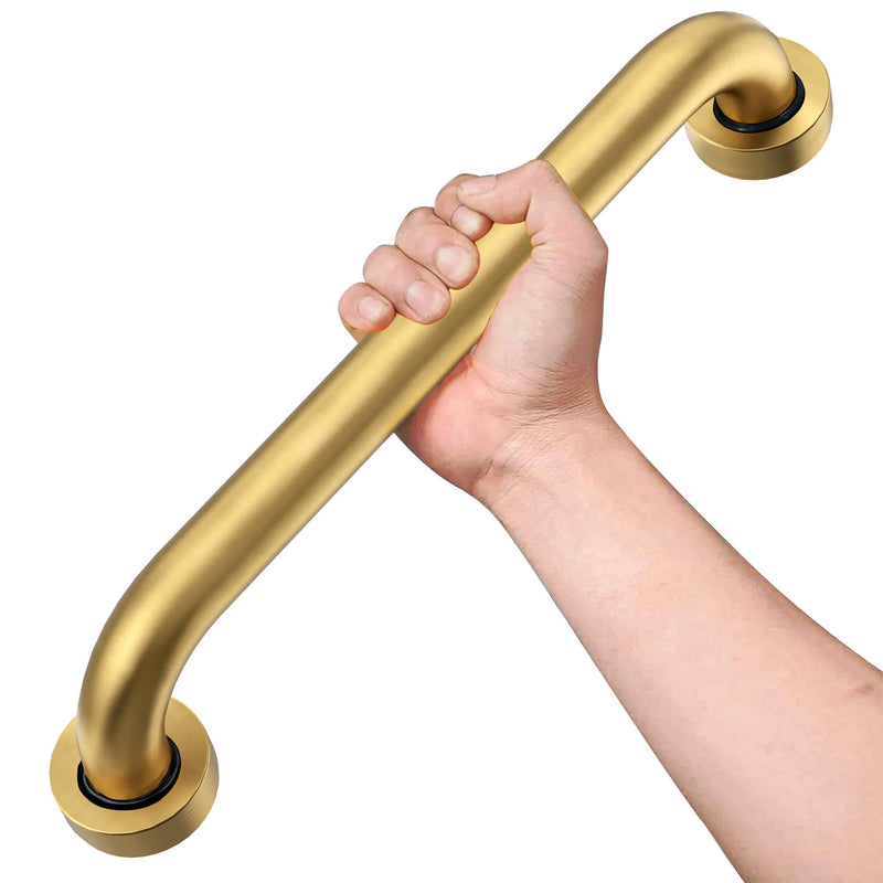 16 Inch Shower Grab Bar, 500 lb Heavy Duty Brushed Gold Stainless Steel Safety Rail for Bathtubs and Showers – Anti Slip Bathroom Grab Bar for Elderly Handicap Senior, Screw Mount Assist Handle 16 inch