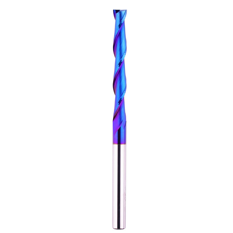Extra Long 4 Inch Upcut Spiral CNC Router Bit 1/4 Inch Shank,2 Inch Cutting Length Solid Carbide with NACO Coating End Mill for Wood Cut, Trimming, Carving,Engraving Up Cut x 4" OVL