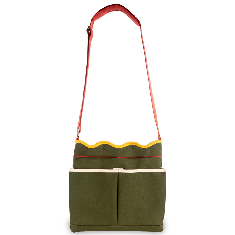 ban.do Garden Tool Bag, Cotton Canvas Outdoor Bag with EVA Lining and Scalloped Edges, Colorblock