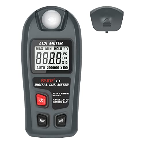 BSIDE Light Meter Digital Illuminance Meter 0.1-200,000 Luxmeter Environment Luminometer Photometer for Plants, Car Headlights Home & Office LEDs Light Photography