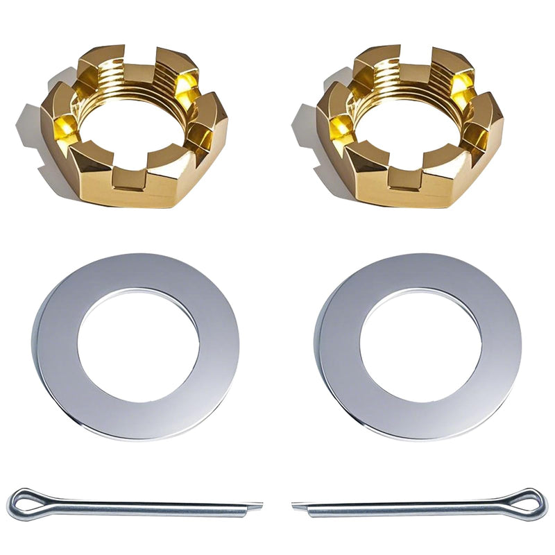 2 Sets 1'' Galvanized Trailer Axle Nut Kits 1'' I D Washers, 2.3'' Long Cotter Pins, 1'' I D Shaft Spindle Nuts for 1'' Trailer Completely Round EZ-Lube Axle 2K to 7K