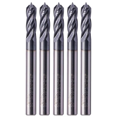 4 Flute 90° Solid Carbide Drill Mill Set(5Pcs, 3/16"), AlTiN Coated 5Pcs 3/16"