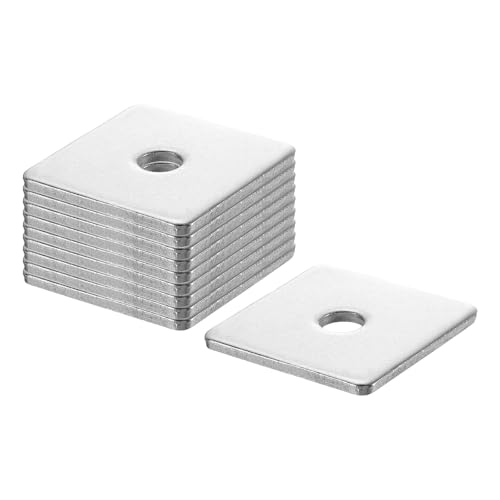 uxcell 10Pcs 1-9/16" Square Plate Washer for 5/16" Bolt, 304 Stainless Steel Bearing Plate Flat Washers Spacer Gasket for Machinery Repair, Outdoor Construction (0.12" Thick) 1-9/16" x 5/16" x 0.12" 10