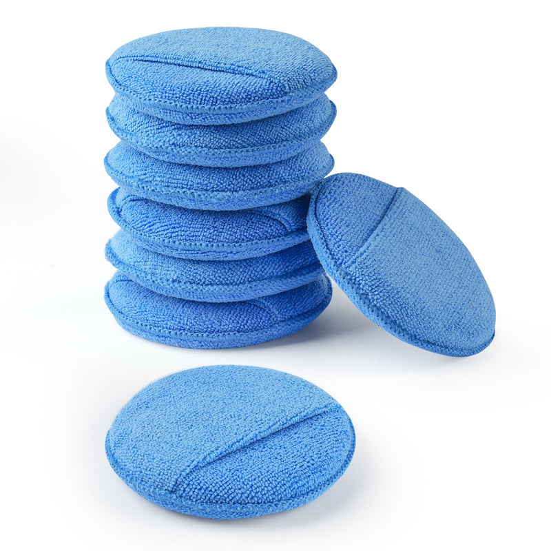 Wax Applicator Pad (8 Pack), 5 Inch Microfiber Applicator Pad with Finger Pocket, Washable Reusable Polishing Pads, Buffing Pads for Car Cleaning, Polishing and Detailing