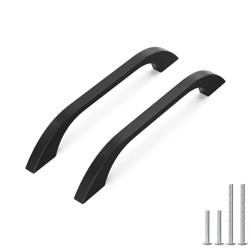homdiy 10 Pack 5 Inch Black Cabinet Handles Drawer Handles Aluminum Kitchen Cabinet Hardware Matte Black Cabinet Pulls,128mm Hole Center 5 Inch Hole Centers