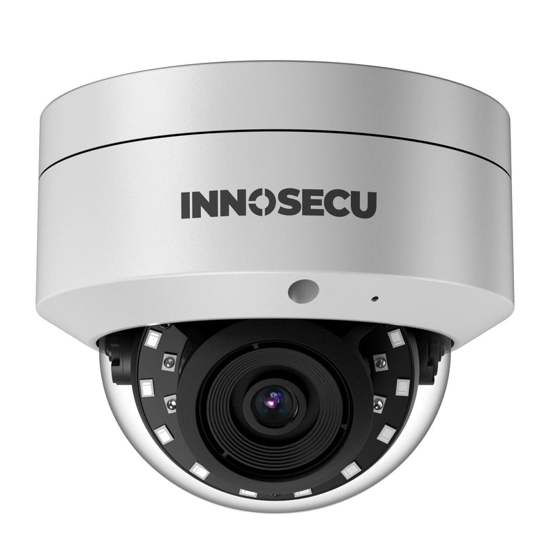 AI 8MP PoE Camera, Vandal-Proof Dome IP Security Camera Outdoor, Human and Vehicle Detection, Night Vision 100ft, 2.8mm Lens Wide Angle 110°, Built-in Mic, No PT Supported. IND8BR54A (White) 8MP WHITE