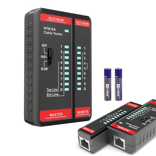 Network Cable Tester with RJ45 RJ11 Port, Ethernet Cable Tester, Ethernet Tester Tool Fast/Slow Testing, POE Test UTP/STP Cable Checker, Telephone Line Continuity Test for CAT5/CAT5E/CAT6/CAT6A/CAT7