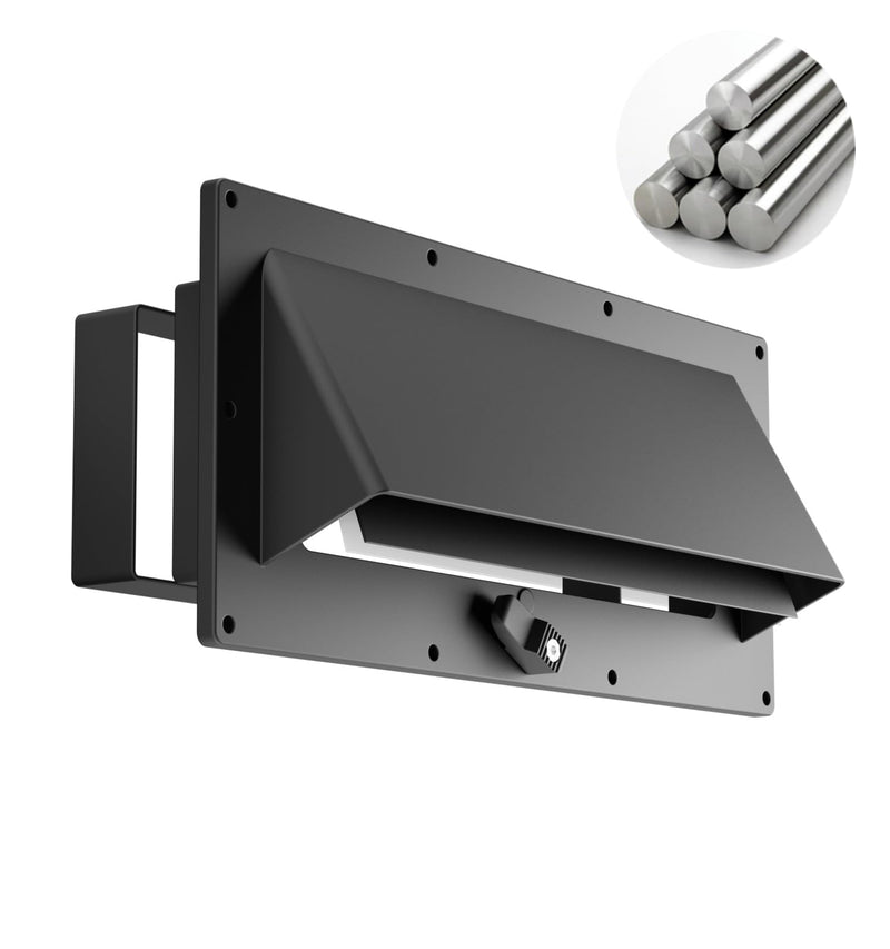 Aluminum RV Exhaust Range Hood Vent Cover with Adjustable Collar Depth Locking Damper Camper Stove Microwave Exterior Sidewall Ventilation Replacement Kit for Trailer Motorhome (Black) Black