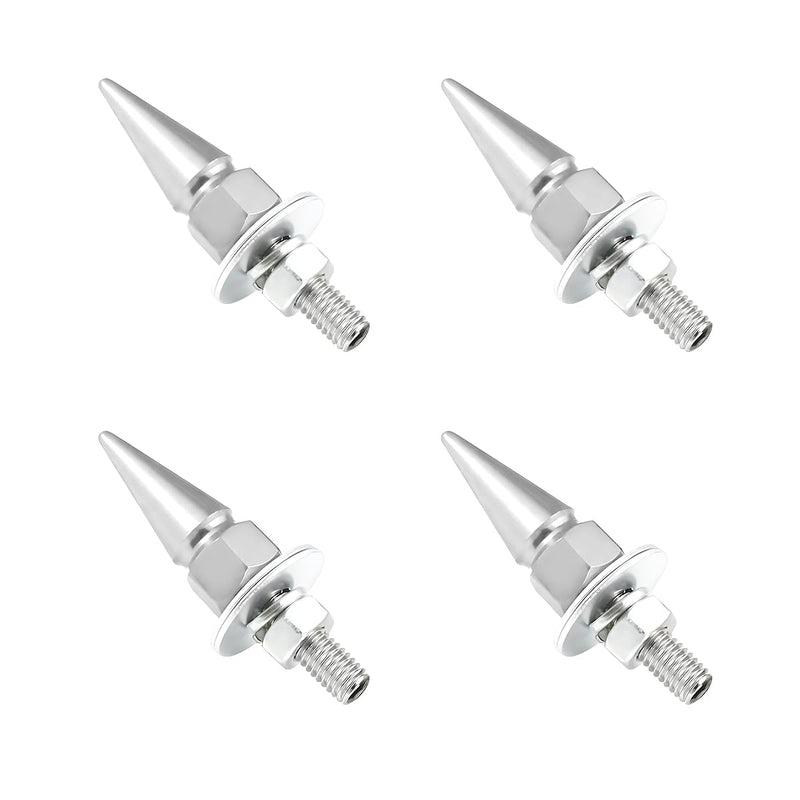 4 PCS Spikes License Plate Screws for Car, Anti Theft Spike Shape Aluminum Car Plate Frame Fastenings Bolt, Cool Licence Plate Screw Set for Car Truck Motorcycle, Car Accessories (Silver) Silver