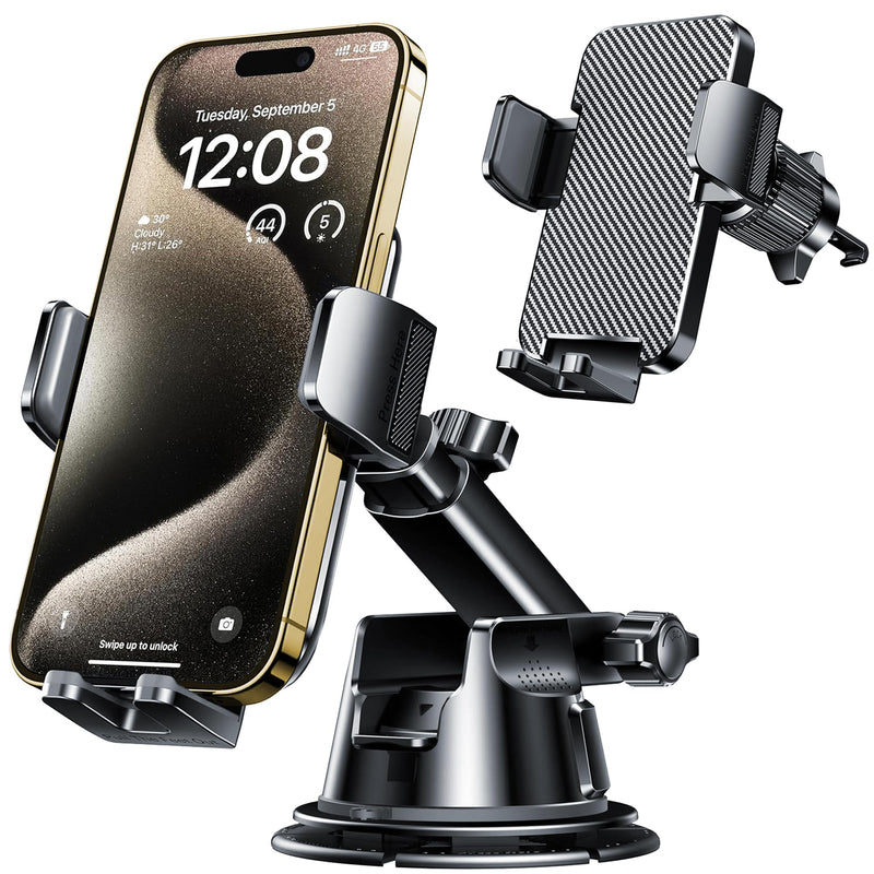 Qifutan Dash Mounted Holders Phone Holders for Your Car Phone Mount for Car Windshield Dashboard Air Vent Universal Hands Free Automobile Cell Phone Holder Fit for iPhone Smartphone Dash-B
