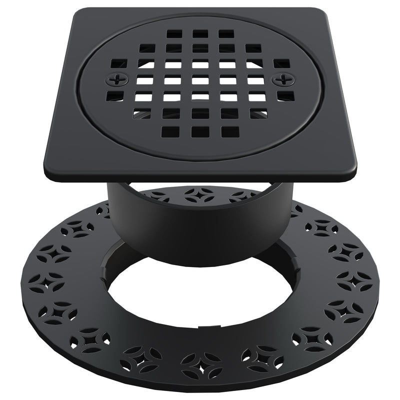 4" Square Shower Drain Grate Replacement Kit - SUS 304 Stainless Steel Removable Drain Cover Compatible with Schluter Kerdi-Drain Flange, CUPC Certified Bathroom Floor Drain (Matte Black) ‌