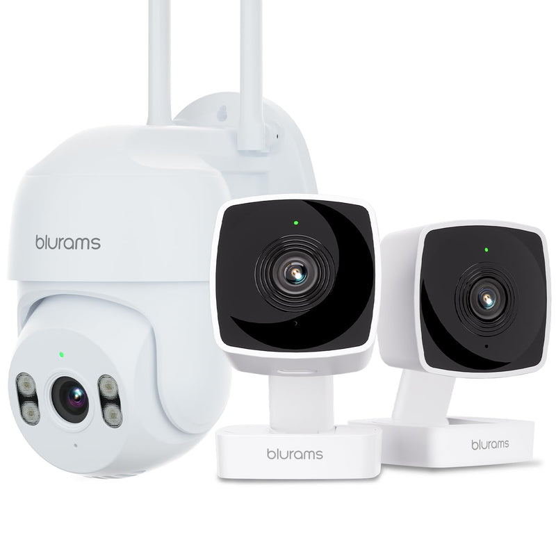 blurams 3-Pack Cameras for Home Security, 2K Outdoor Security Camera Bundle, Indoor/Outdoor Camera w/AI Motion Detection, 2-Way Audio, Compatible with Alexa&Google Home