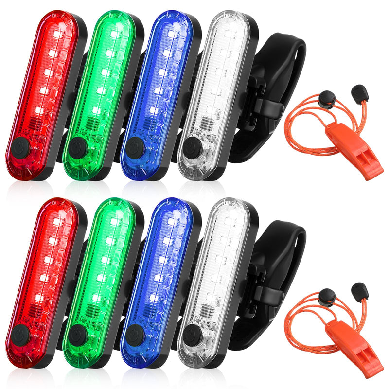 Tellegloww 8 Pack Navigation Lights Stern Lights Battery Operated Waterproof Kayak Lights Boat Light for Kayak Accessories Navigation Marine 4 Light Mode Options, 2pcs Safety Whistle Included (Bright) Bright