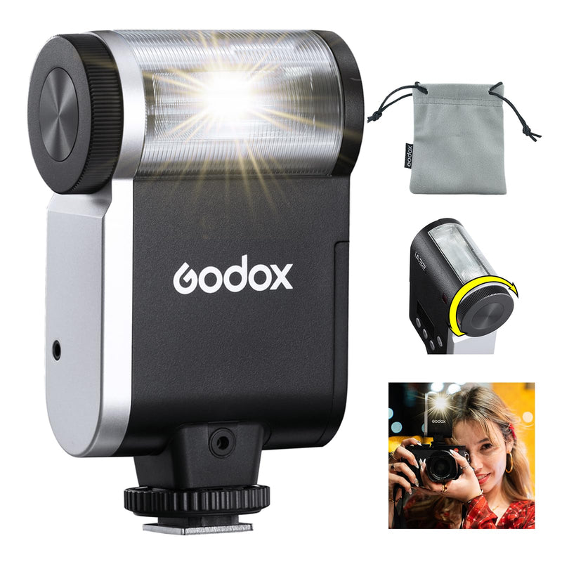 Godox IA32 Mini Flash Speedlite GN15 Output 490 Full-Power Flashes -7°~90° Adjustment, 8 Power Levels Auto/Manual Modes, 2×AA Battery - Powered Compatible with Canon/Nikon/Sony/Fujifilm/Olympus Camera Godox IA32
