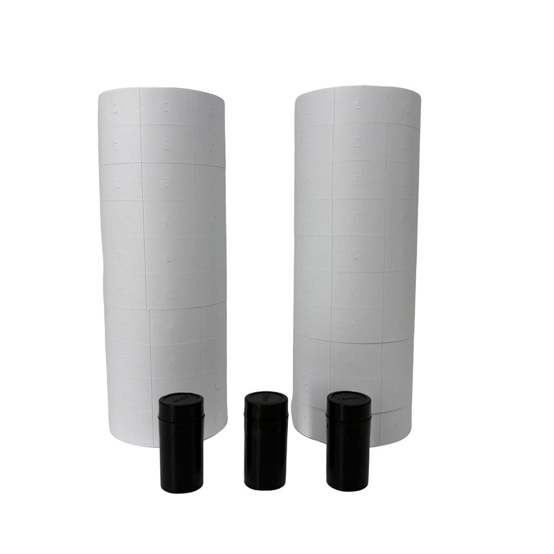 2 Line White Labels 20 Rolls 8000 Blank Price Date Labels with 3 Ink Rolls for BIZXDEV and Most 2 Line Price Guns