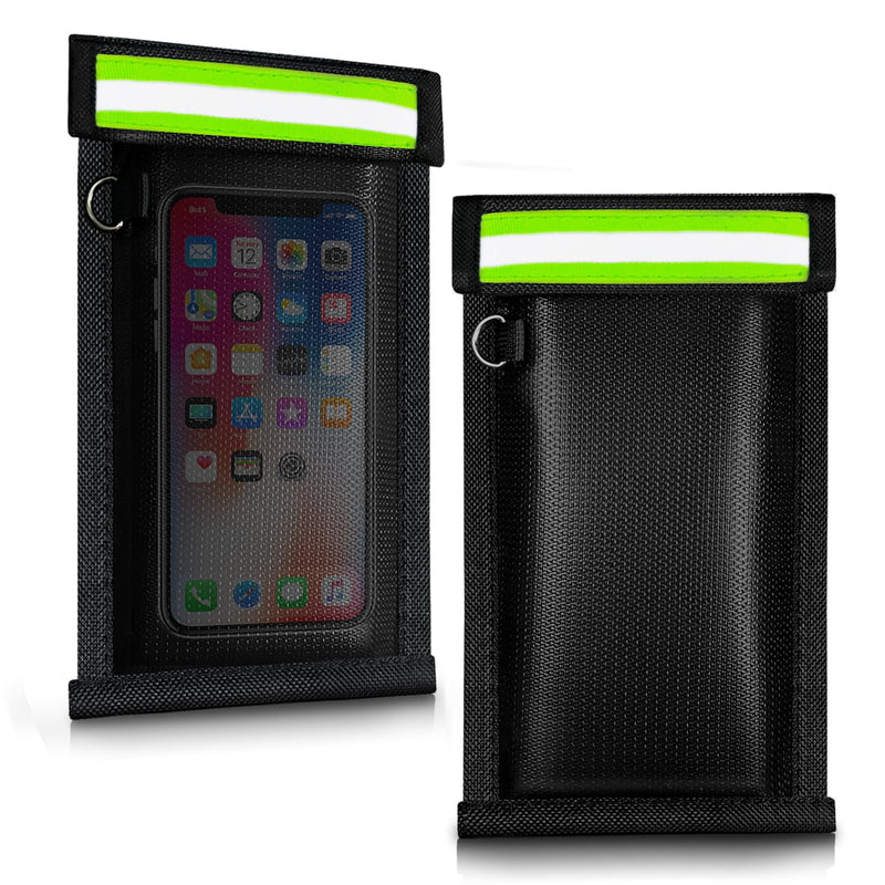 Faraday Bags for Phones and Car Keys 2 pack, Signal Blocking Pouch, Faraday Bags, Anti-Theft Faraday Cage, Fireproof & Waterproof Cell Phone Signal Blocking Bag Green