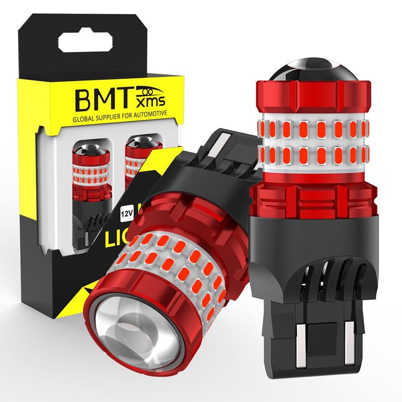BMT xms 7443 LED Strobe Brake Lights Bulbs Red Light, Super Bright T20 W21W 7440 7441 7444 7443R Flashing Strobe Light, Pack of 2