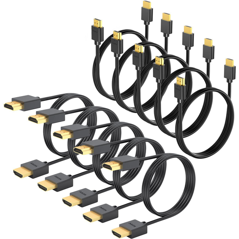 HDMI Cable 6FT 10-Pack, 4K HDMI to HDMI Cable 6FT Multi-pack,Shielded HDMI 2.0 Cord 6 FT with 4K@60Hz,2k@165/144Hz,HDCP 2.2, HDR, ARC & CL3 Rated | for Laptop, Monitor, TV PS5, PS4, Xbox, Soundbar Black