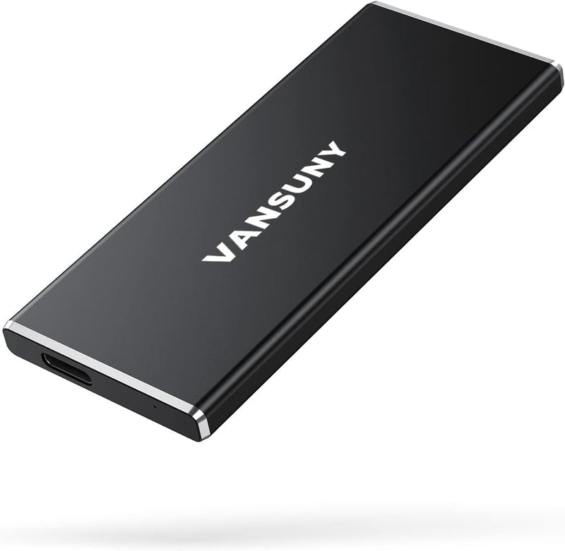 Vansuny 2TB Portable External SSD, USB 3.1 Gen2 Up to 500MB/s Solid State Drive, Metal USB C Mini Portable External Hard Drive for PC, Laptop, Phones and More Black