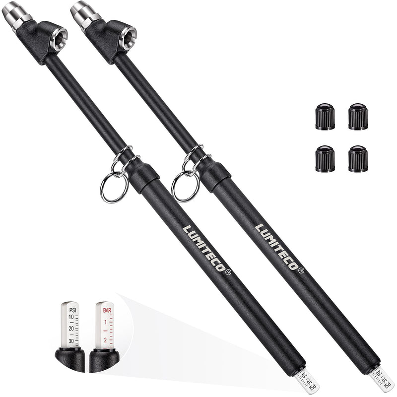 2-Pack Dual Head Tire Pressure Gauge, Heavy Duty Truck Tire Air Gauge Range 10-150PSI 1-10Bar, Straight-On Pencil Air Pressure Gauge Extended Tube for Semi Truck, Car Tire Pressure Checker