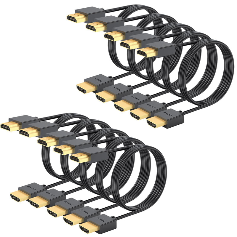 3 FT HDMI Cable 10-Pack Black, 4K HDMI Cord 3FT High Speed Shielded HDMI to HDMI 2.0 Cable with 4K@60Hz/2K@144Hz/ 1080P,HDCP 2.2, HDR, ARC for Laptop, Monitor, KVM, Splitter, PS5, PS4, Xbox, Soundbar