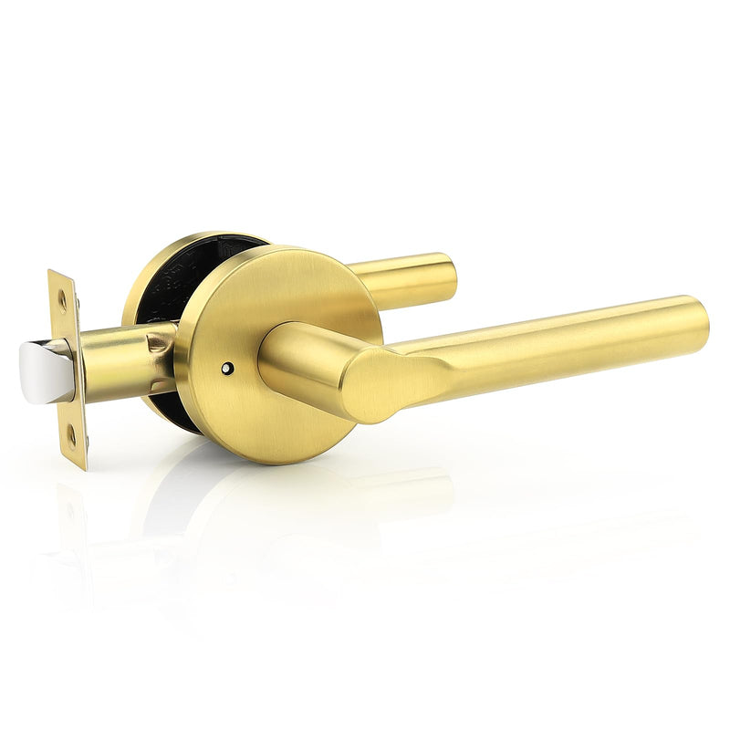 Gold Privacy Door Handles Interior Keyless Door Lever,Left & Right Hand use Door Lock for Bath and Bed,Modern Stainless Steel Privacy Door Lock,1Pack Gold 1