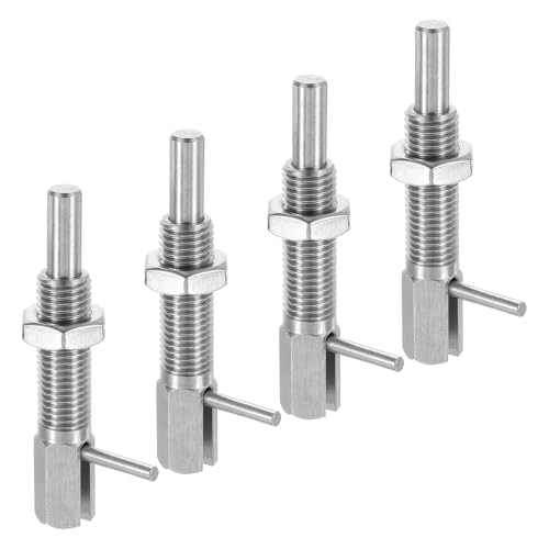 uxcell 4Pcs Retractable Indexing Plunger Pin, M16 L Spring Plunger Stainless Steel Spring Loaded Latch Telescopic Locking Pin with Nut for Machinery Shipbuilding 4