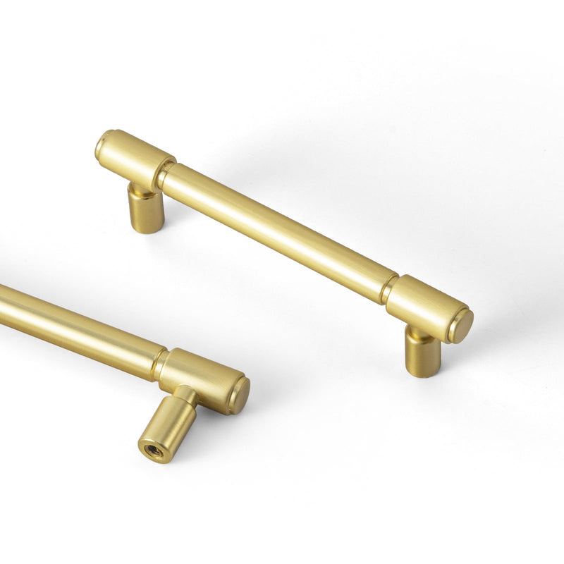 Goo-Ki 6 Pack Cabinet Pulls Brushed Brass Drawer Pulls Zinc Alloy Kitchen Cabinet Hardware - 3.78" c-c Modern Bar Cabinet Handles Solid Dresser Pulls 3.78"(96mm) Hole Center