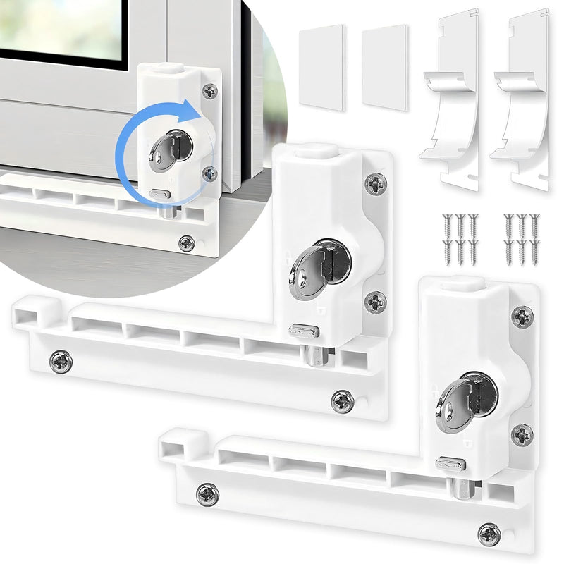 Patio Sliding Door Security Foot Lock Kick Lock with keyed, ABS,Fits on Top Rail-Childproof Patio Door Guardian-or Bottom Rail-Foot Operated-Keep Your Family Safe and Secure(2 Pack) 2 Pack