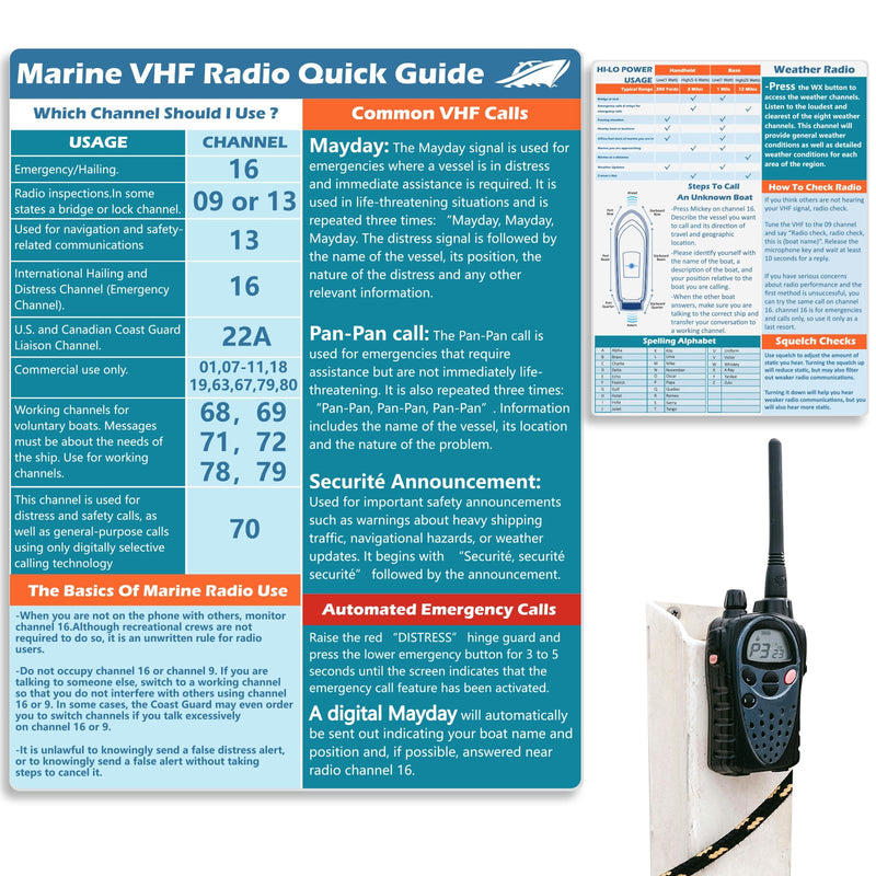 3 Pcs VHF Radio Marine Quick Guide Chart 8.5×11 inch Boating Reference Card Letter Size Boat Accessories Sailing Gift Boat Gift Boat Must Haves for Men Ship Fishing Improved Safety Two-Way Radio (3) 3