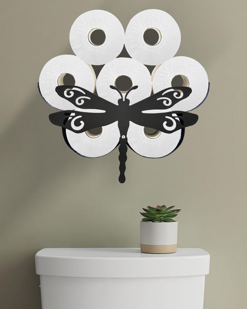 Dragonfly Toilet Paper Holder for Extra 8 Rolls, Funny Decorative Toilet Paper Storage Wall Mounted, Farmhouse Bathroom Animal Decor Accessories Storage Cabinet Brownish Black - Dragonfly