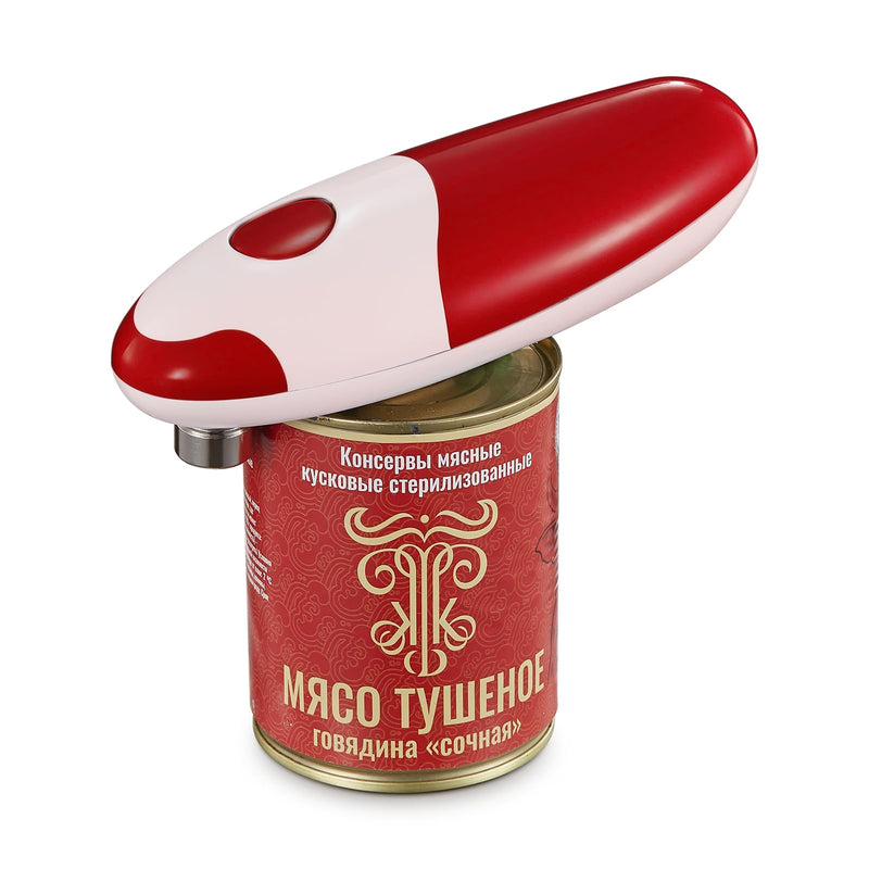 Electric Can Opener, Reemix Battery Operated Can Opener Fits Alomost All Can Sizes, Simple One Touch-Operation, Automatic, Hand Free, Smooth Edge (battery not included), Red