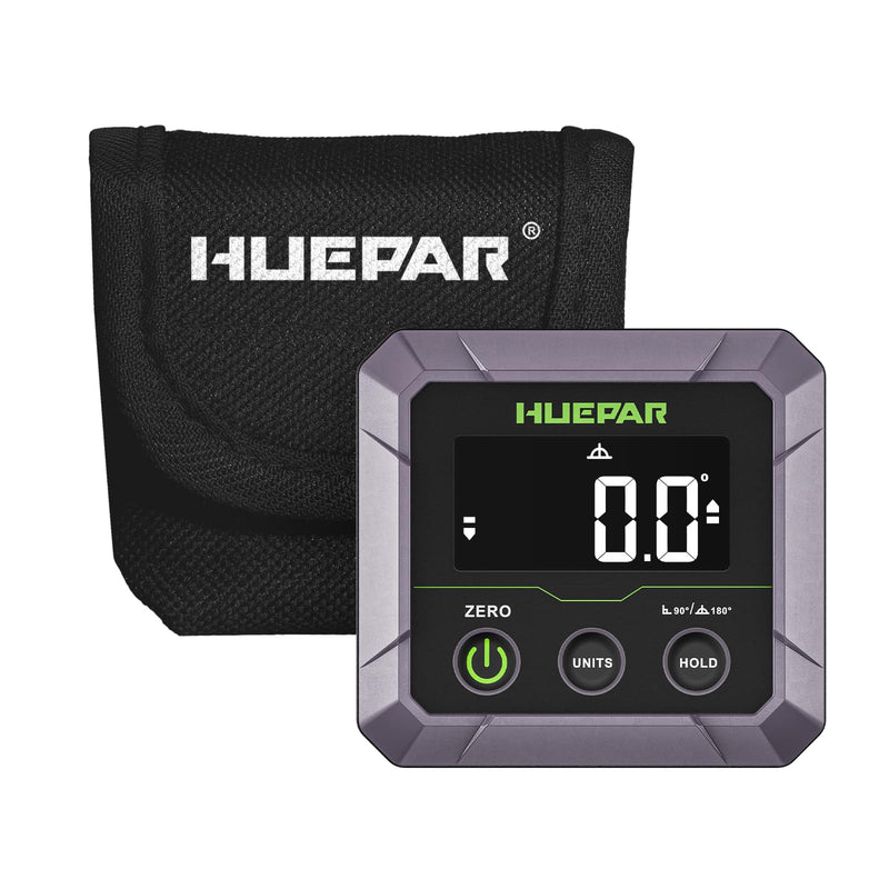 Huepar Professional Digital Angle Finder Magnetic for Table Saw Blade, Woodworking, Bend Pipes Etc., Fathers Day Dad Gifts, ±0.1° Accuracy Inclinometer, 0-90 or 0-180 Angle Gauge, VA LCD Display