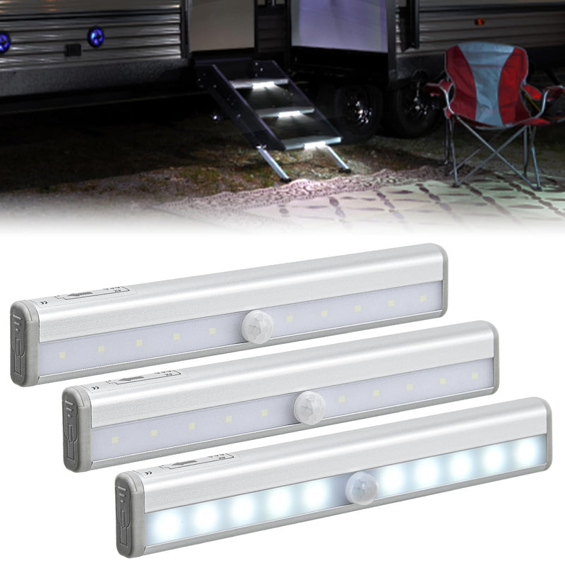 Nilight RV Step Lights 3PCS Motion Sensor Activated LED Bar RV Exterior Lights Battery Operated Wireless Magnetic Stick Strip Lighting for Motorhome Travel Trailers Camper Under Cabinet Step Tent 7.48" RV Step Light-3PCS