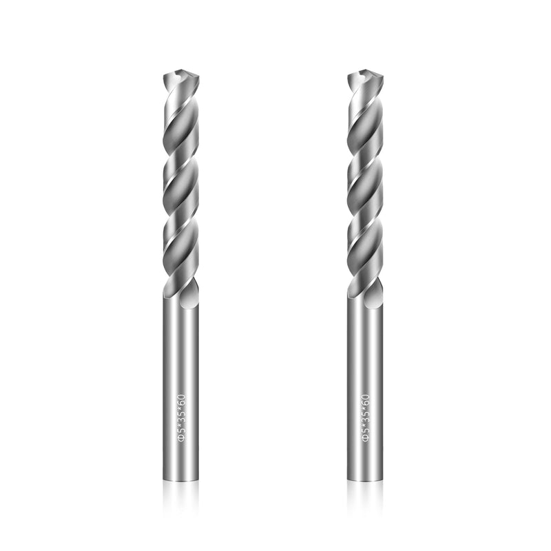 5mm Drill Bits Solid Carbide Drill Bits, Metric Drill Bit Set, Tungsten Carbide Drill Bit Set for Stainless Steel Hardened Steel Cast Iron Alloy Copper, 2 Pcs 5mm