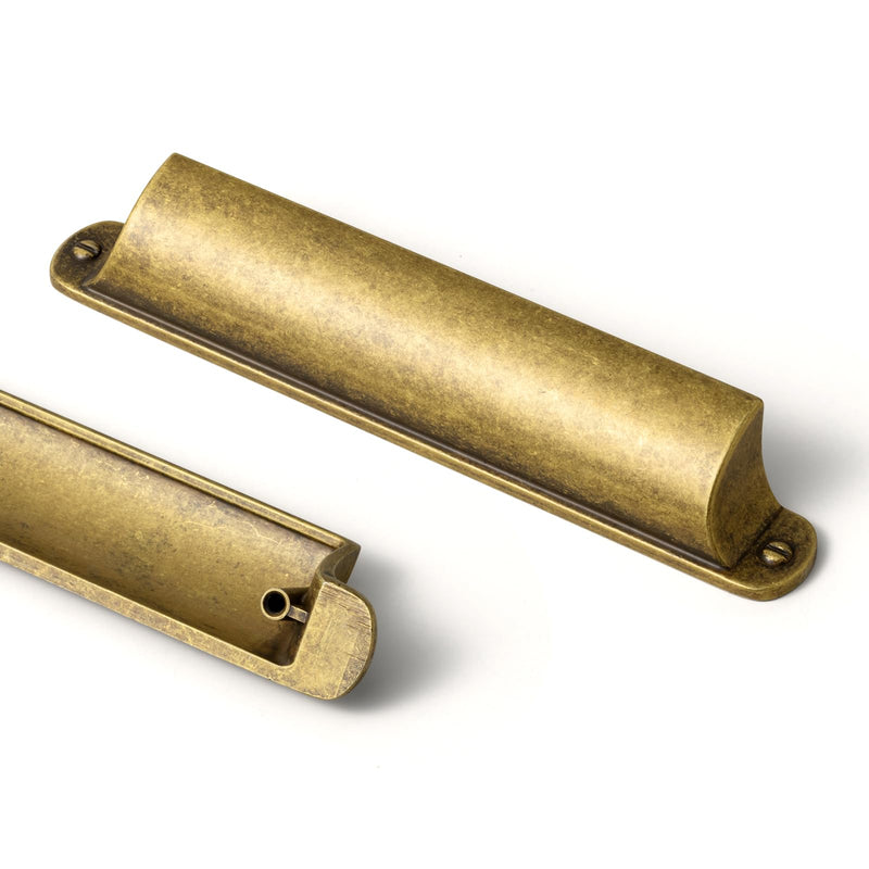 Goo-Ki 6 Pack Antique Brass Cup Pulls for Cabinets and Drawers, 5.04" c-c Vintage Brass Bin Cup Drawer Pulls Handles Zinc Alloy Kitchen Hardware Cabinet Cup Pulls 5.04 Inches Center-Center