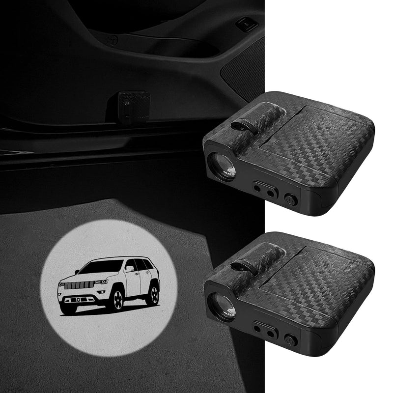 2 Pack LED Car Door Welcome Lights Projector Logo Light Ghost Shadow Lamp For Jeep Grand Cherokee Accessories White Grand Cherokee