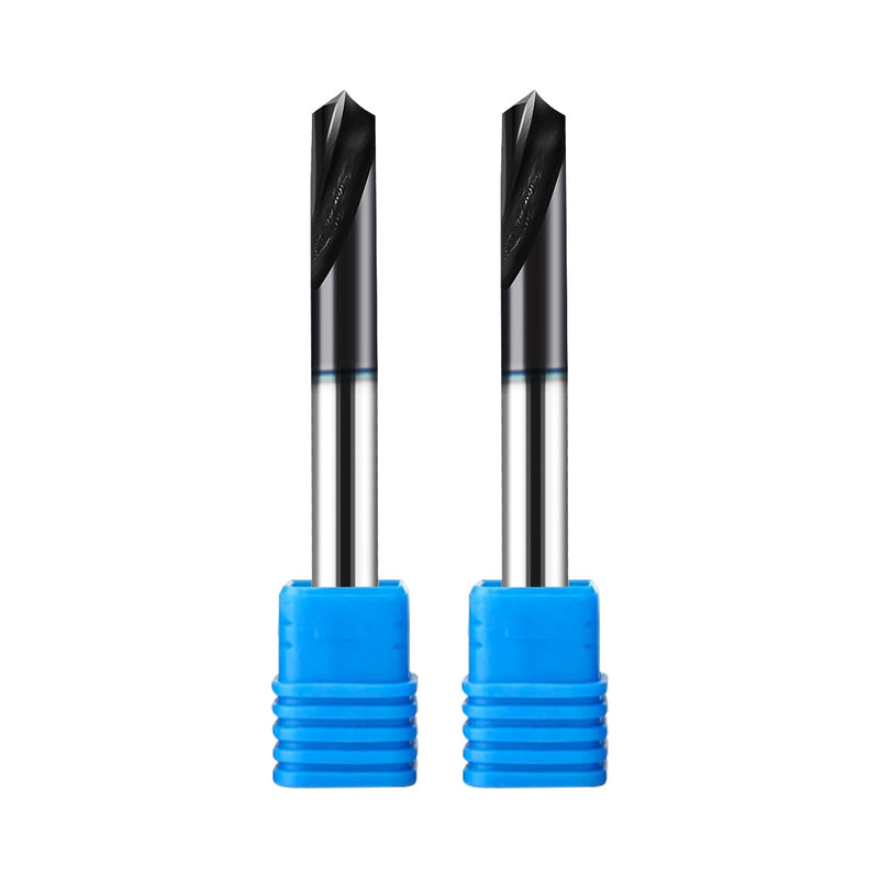 2Pcs 1/4in Solid Carbide Spotting Drill,2 Flute, 120 Degree Bits Tool for Medium Hardness Steel, Brass, Iron 2